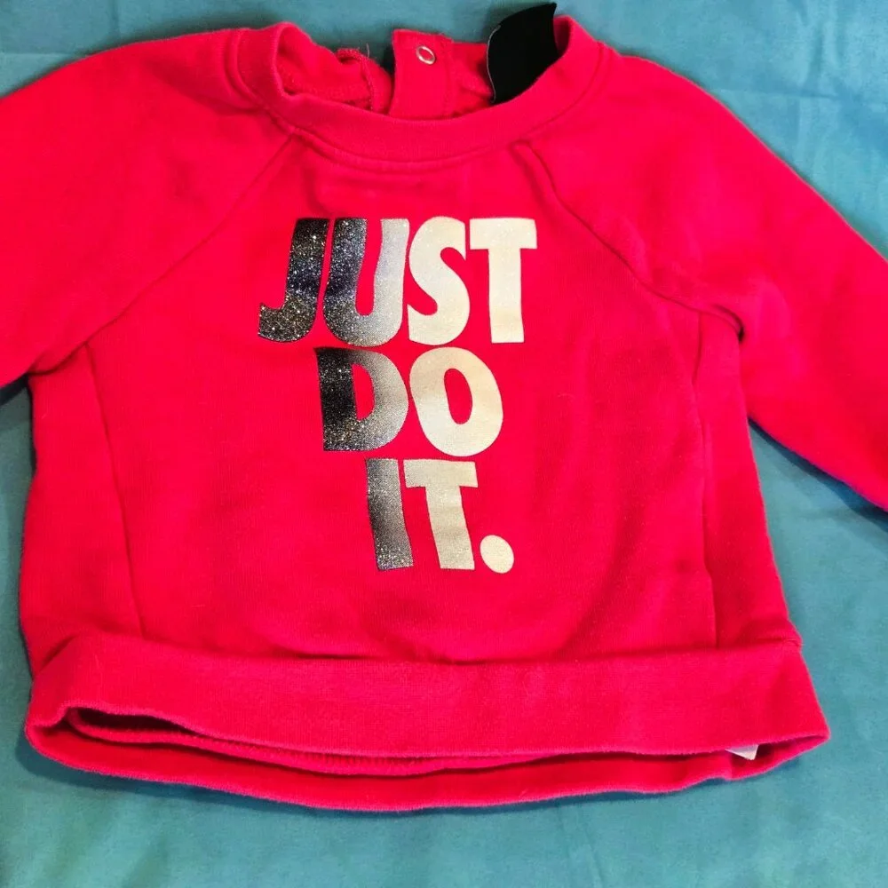 Toddler Girls Nike PINK Just Do It Sweatshirt & Pants Combo Size 12 Months - Picture 4 of 11